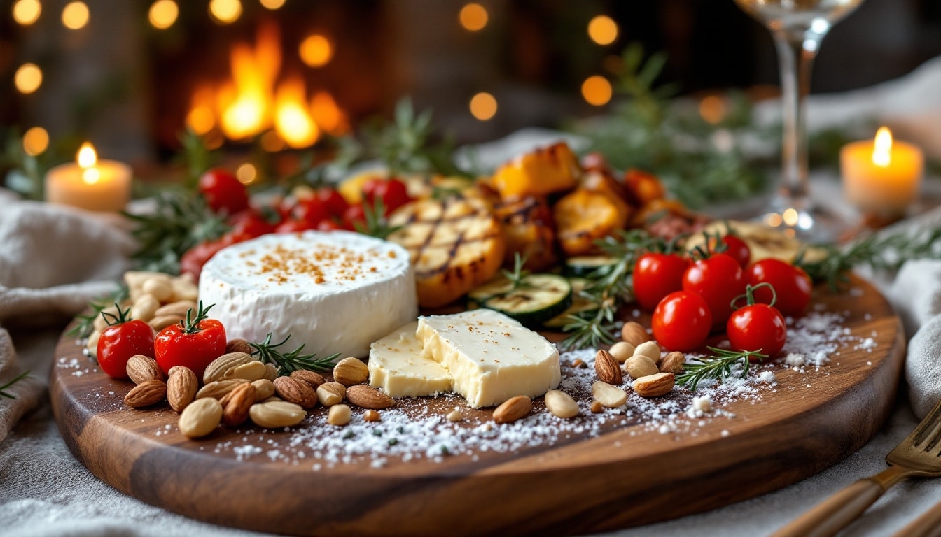 Plateau fromage, amandes et tomates apéro festif