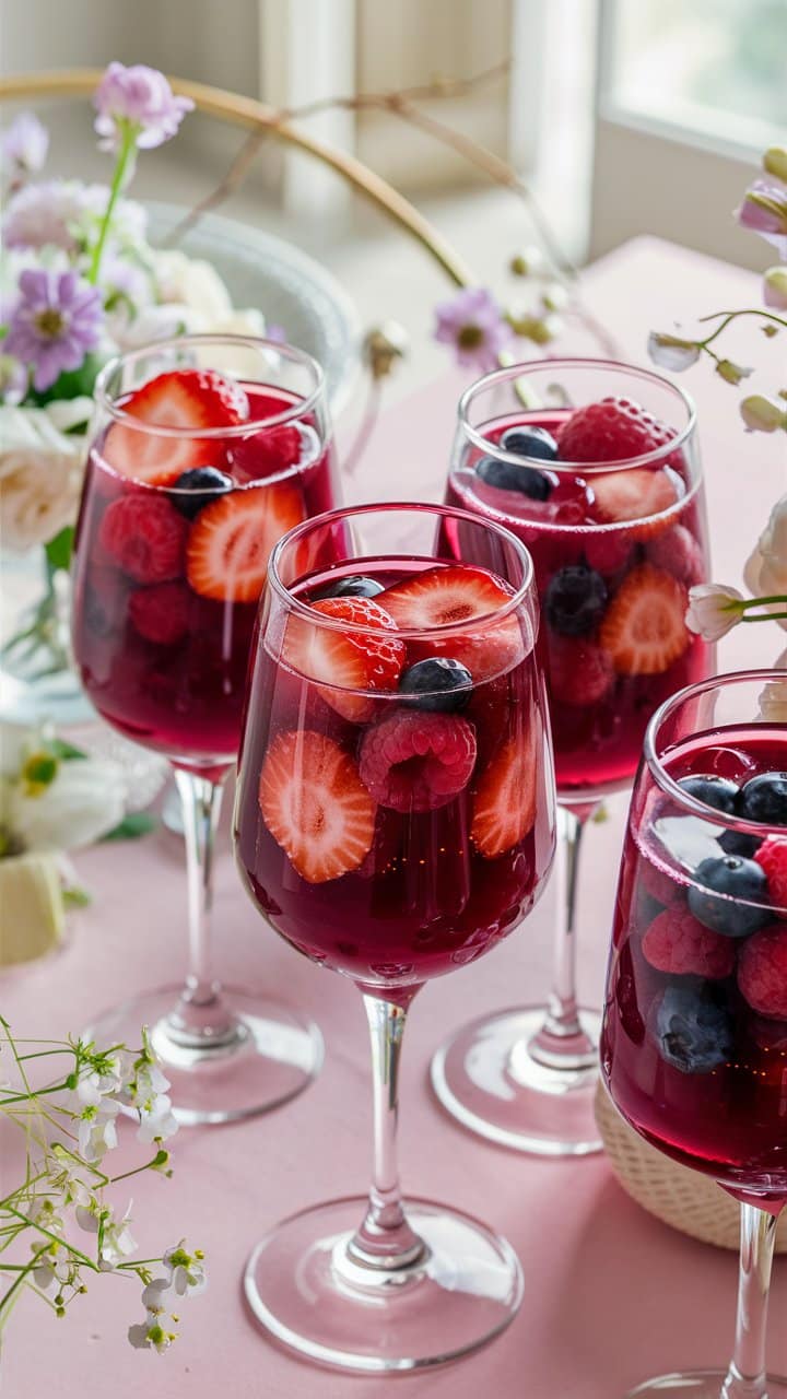 Verres de boisson rouge aux fruits frais.
