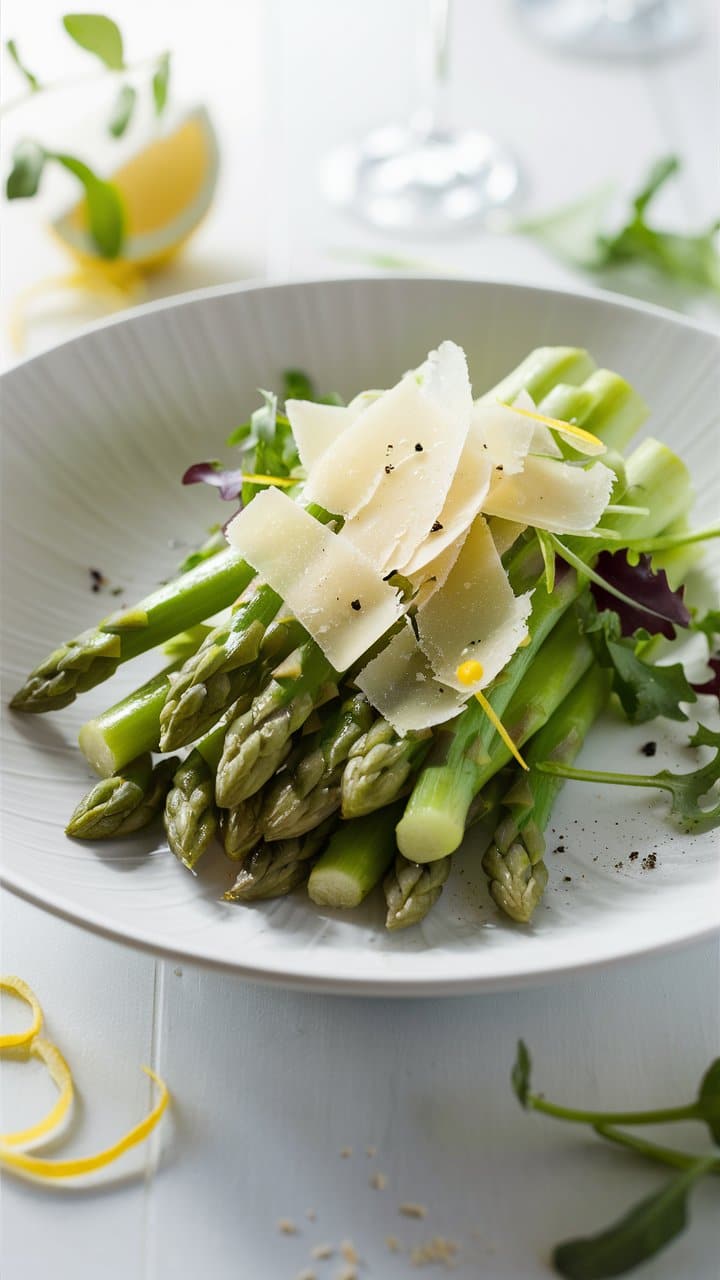 Asperges garnies de parmesan et citron zesté