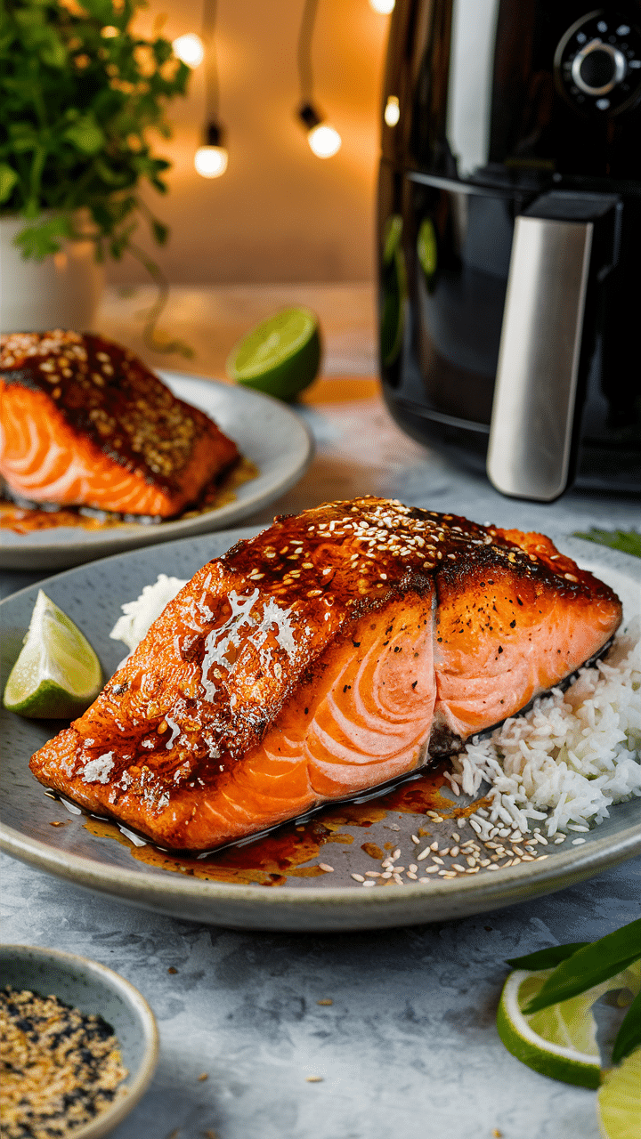 Saumon grillé avec riz et sésame