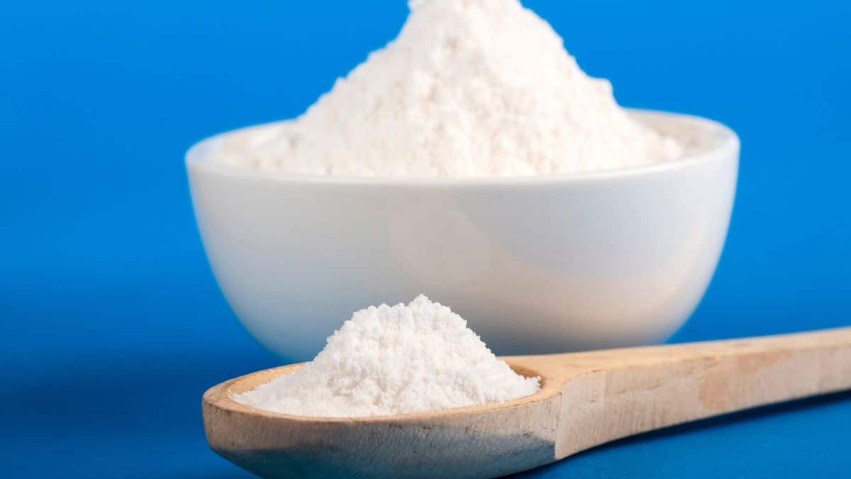 Bol et cuillère de farine blanche