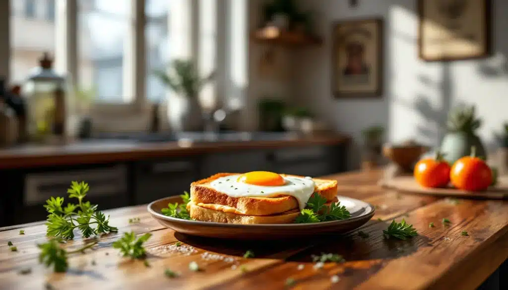 Toasts avec œuf au plat et persil
