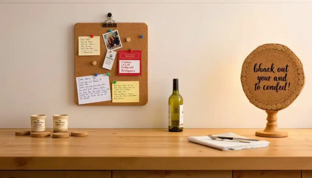 Table en bois avec tableau d'affichage.