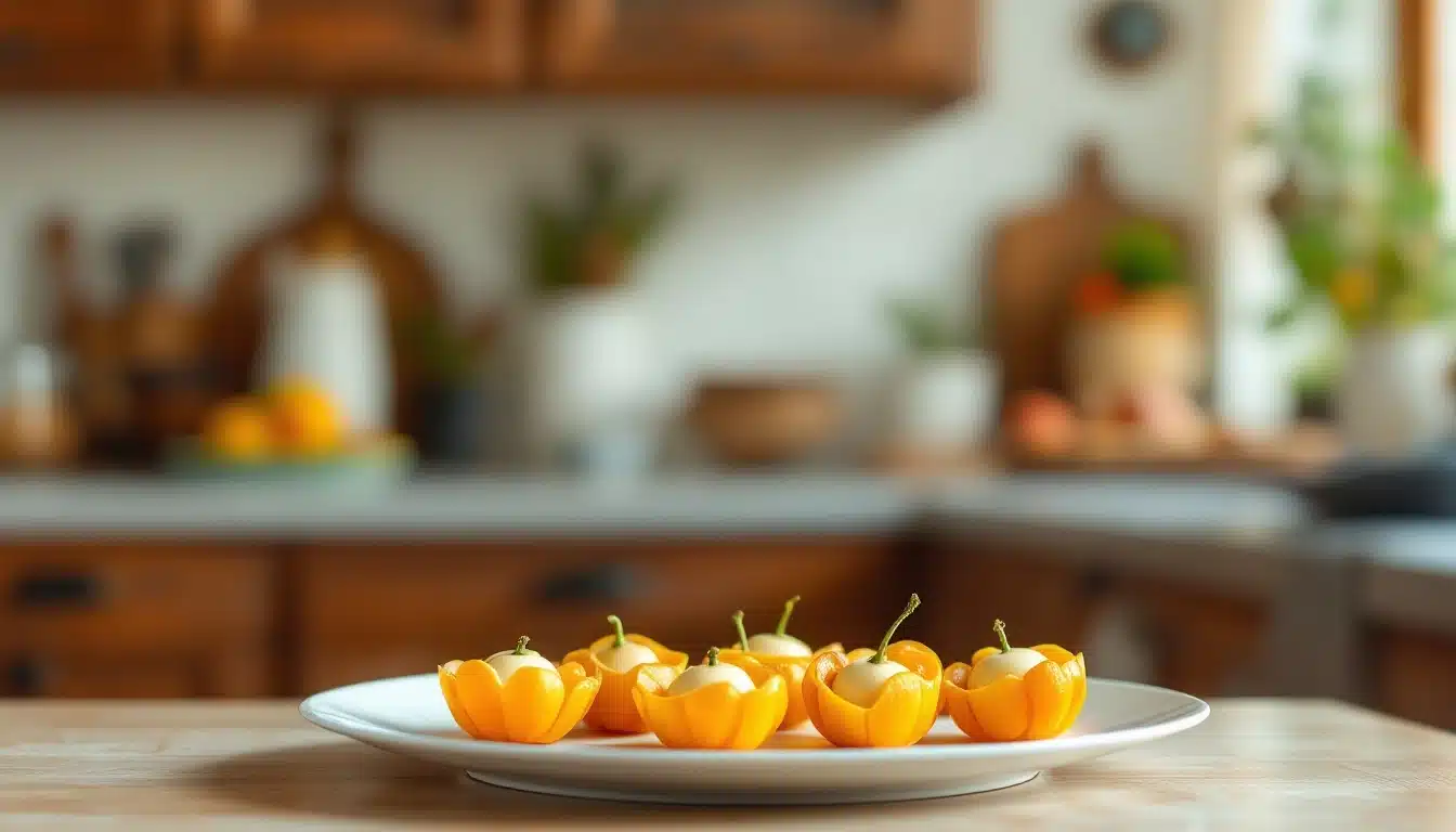 Assiette de petits poivrons farcis en cuisine