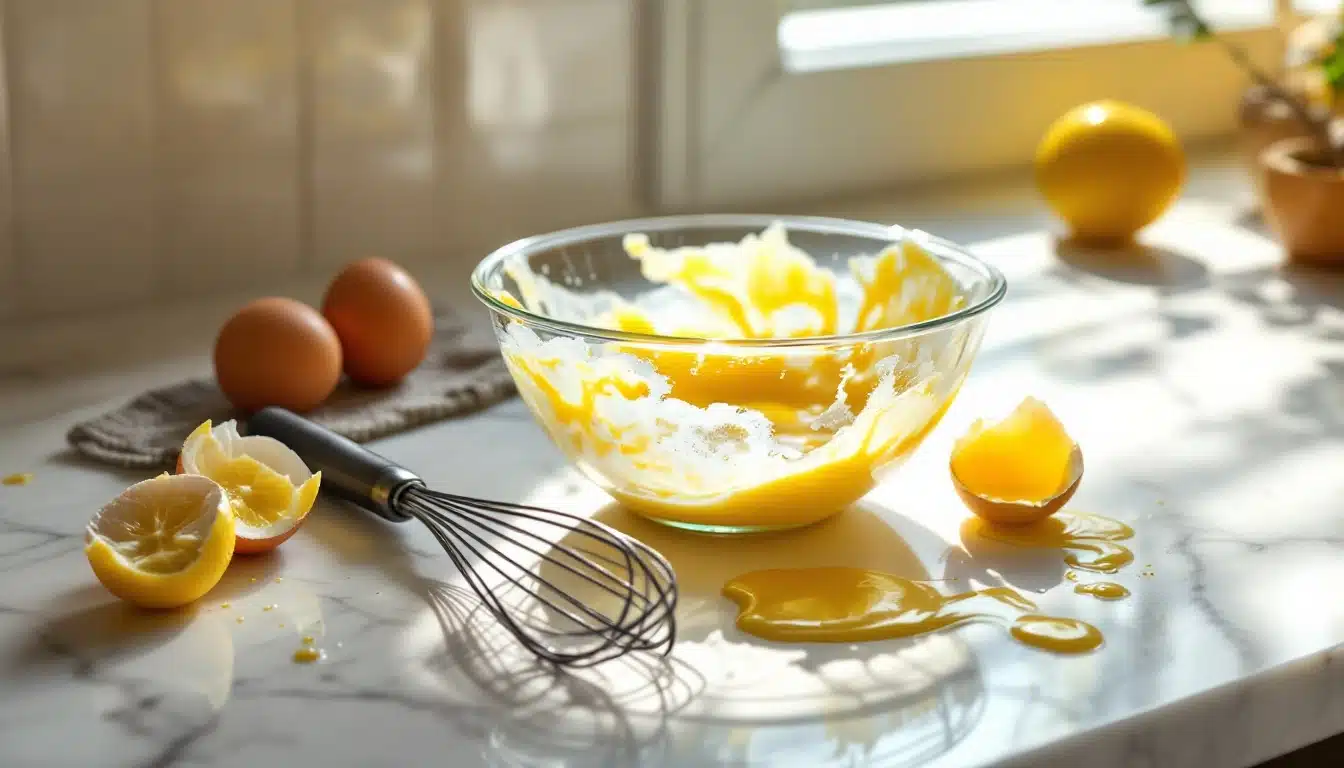 Bol de mélange avec œufs et citron