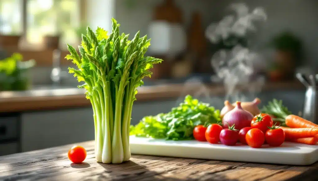 Légumes frais sur une table de cuisine.