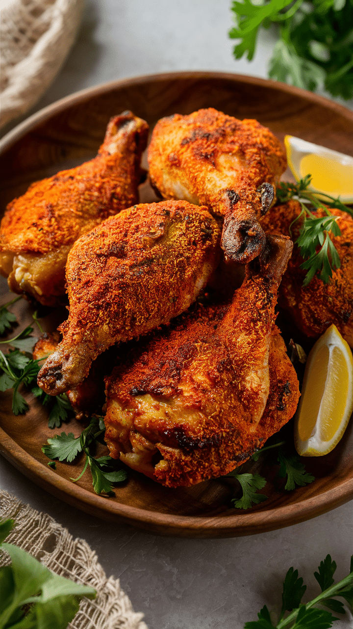 Cuisses de poulet épicées avec citron et persil