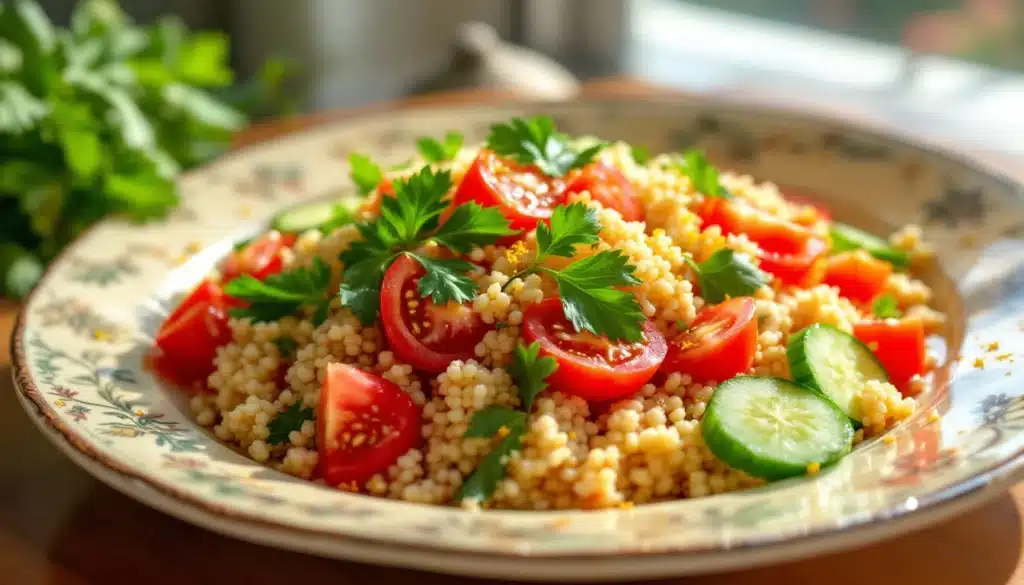 Salade de couscous avec tomates et concombres