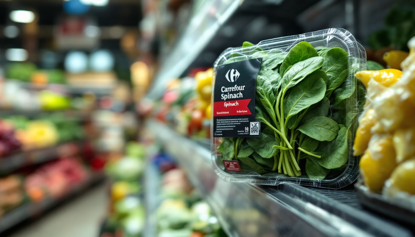 alerte au rappel : des épinards vendus chez carrefour à travers le pays pourraient contenir des morceaux de plastique. vérifiez vos achats pour garantir votre sécurité et celle de vos proches.