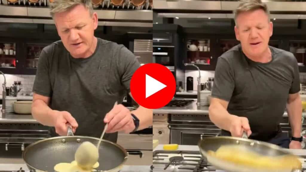 Personne préparant des crêpes dans une cuisine.