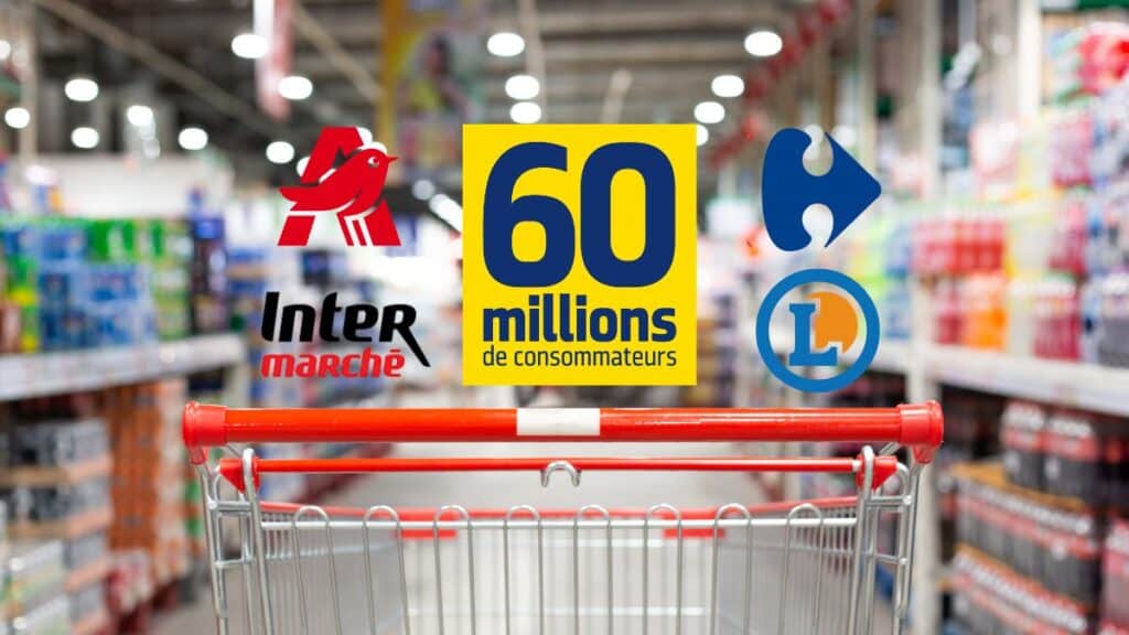 Logos de supermarchés avec un chariot.