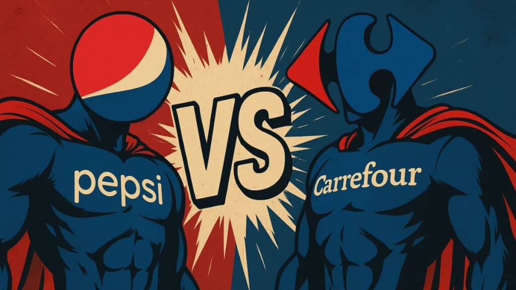 Super-héros Pepsi contre Carrefour.