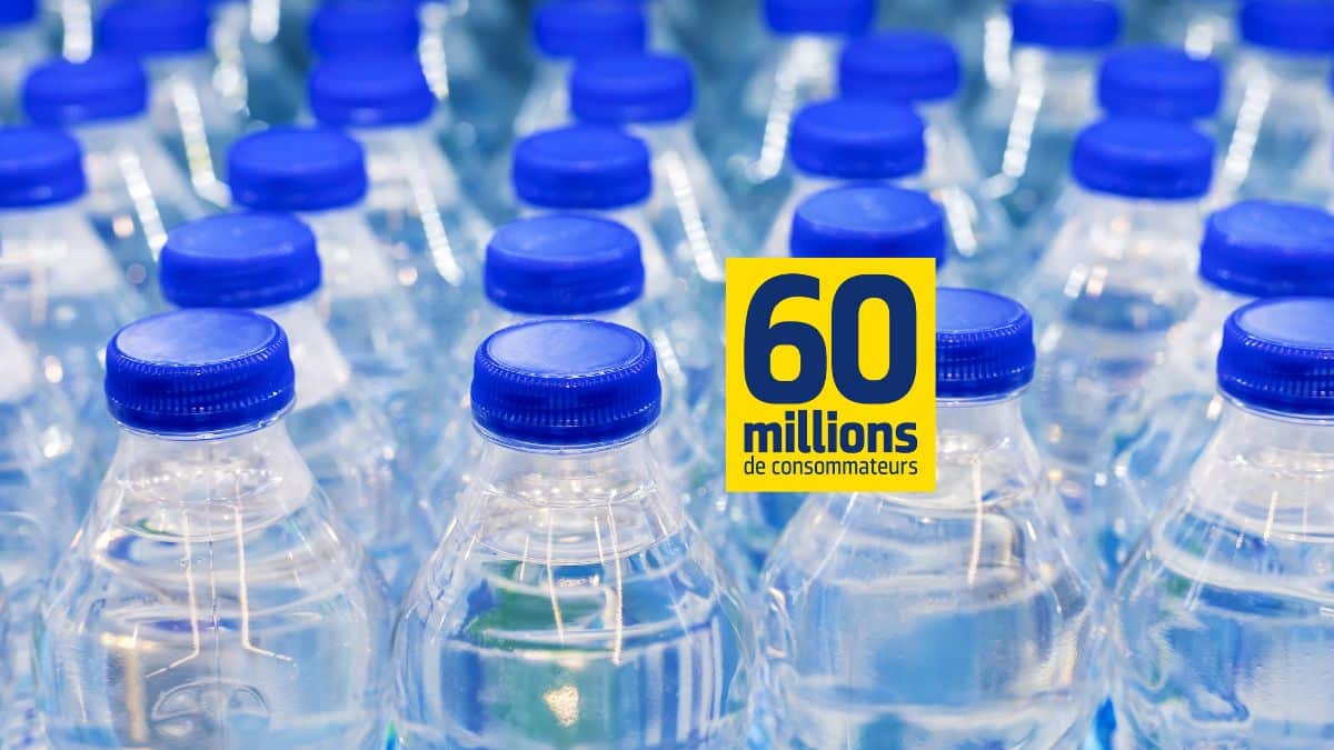 Bouteilles en plastique avec étiquette 60 millions de consommateurs.