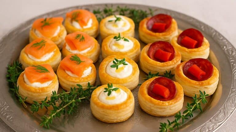 Plateau de bouchées apéritives variées.