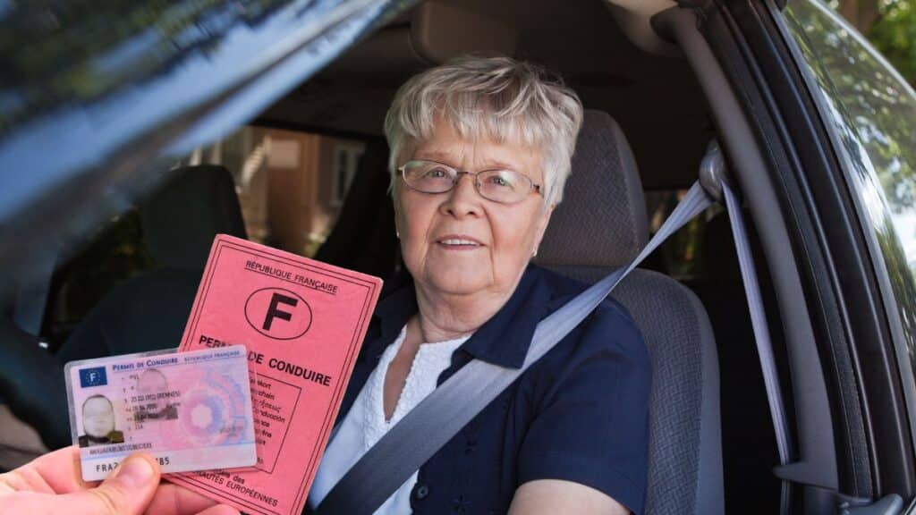 Personne montre permis de conduire en voiture.