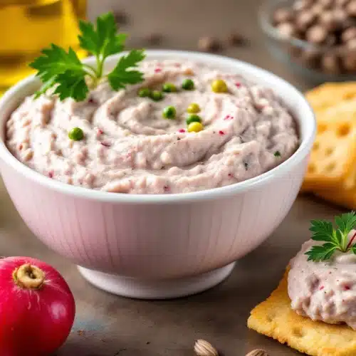 Bol de houmous garni de radis et persil