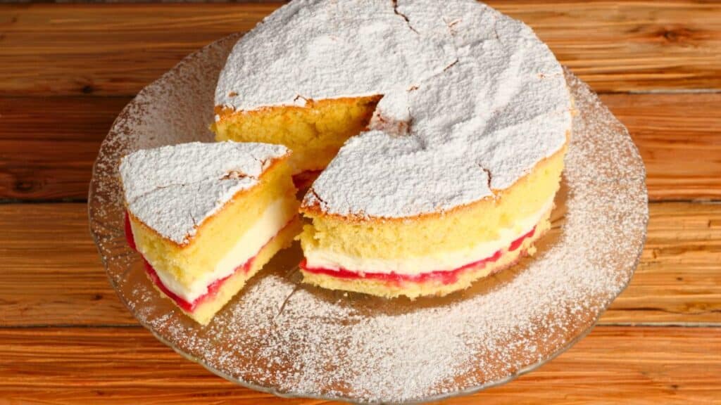 Gâteau à la crème et sucre glace