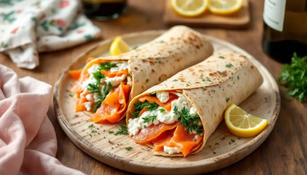 Wraps au saumon et fromage avec citron