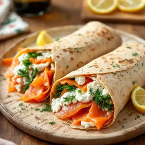 Wraps au saumon et fromage avec citron