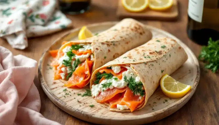 Wraps au saumon et fromage avec citron