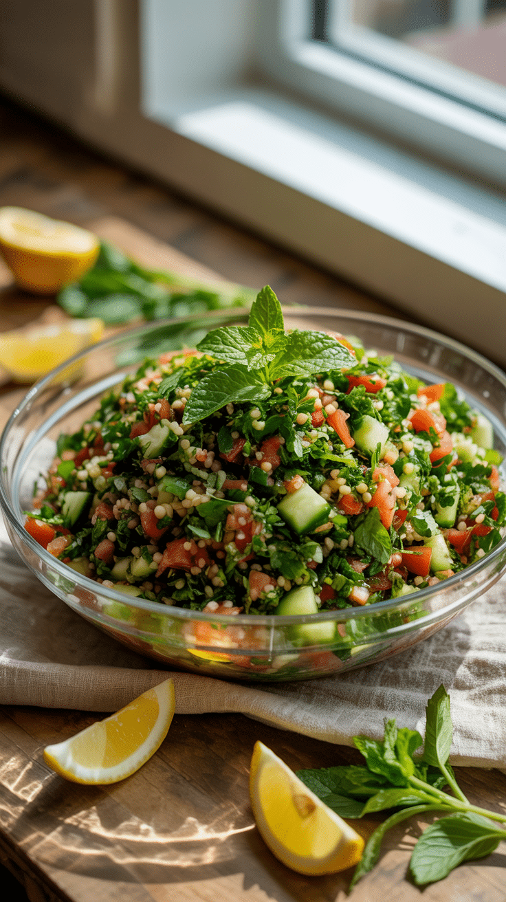 Salade taboulé fraîche avec citron et menthe