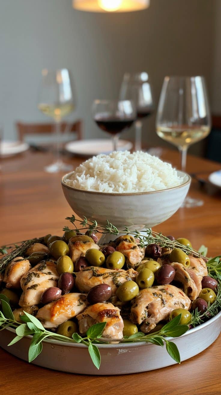 Plat de viande avec olives et riz