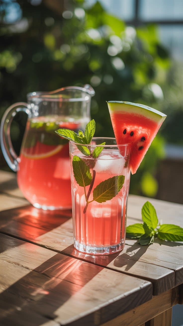 Limonade pastèque menthe, fraîche et estivale.