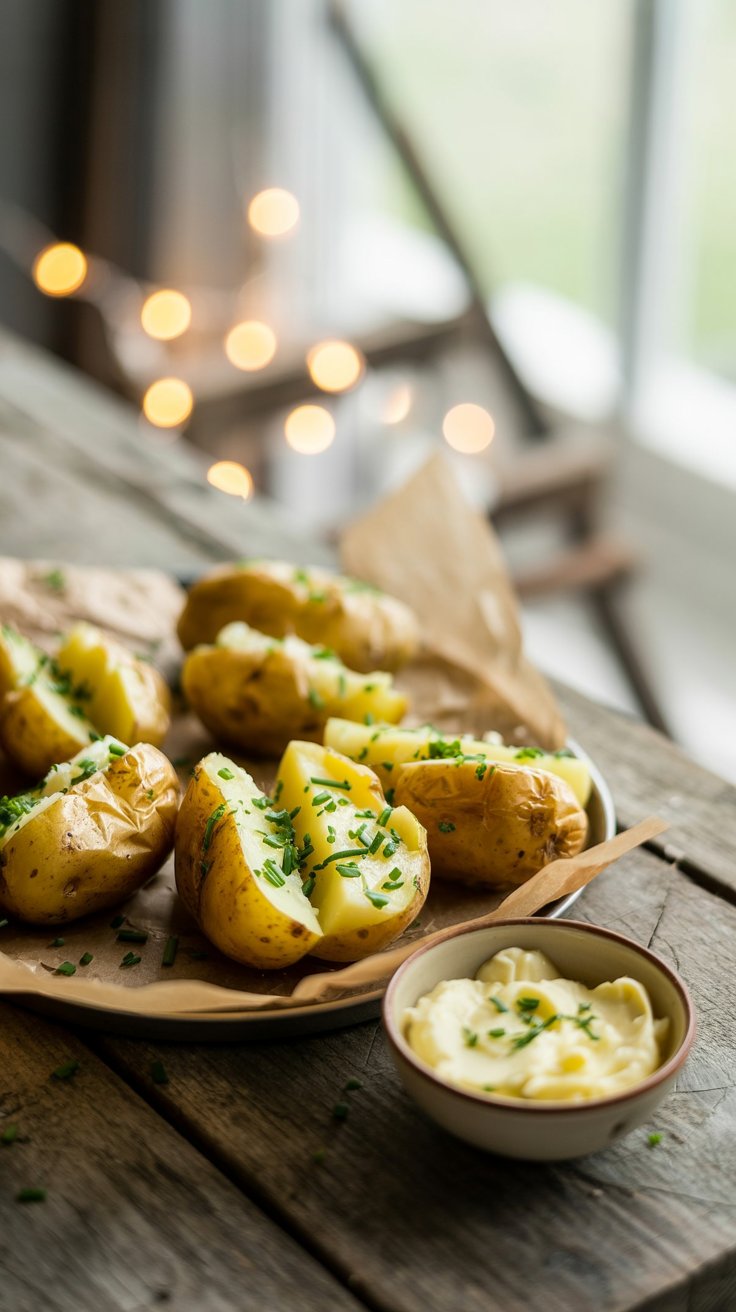 Pommes de terre au four avec ciboulette.