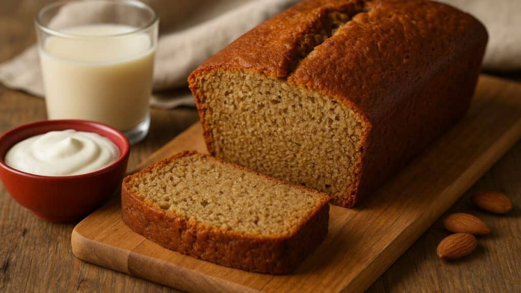 Gâteau aux amandes avec lait et crème