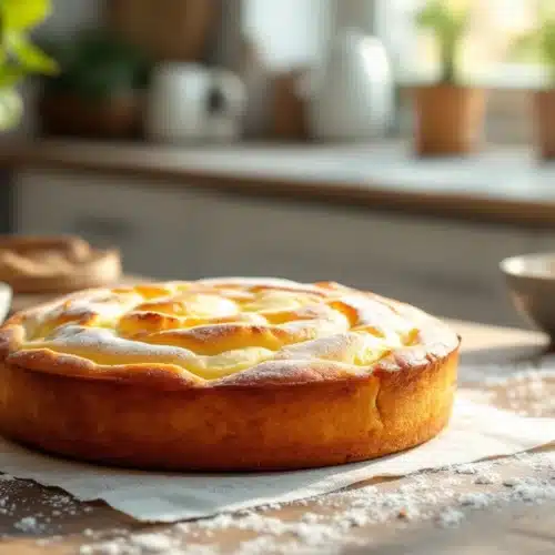 Gâteau au fromage sur une table ensoleillée.