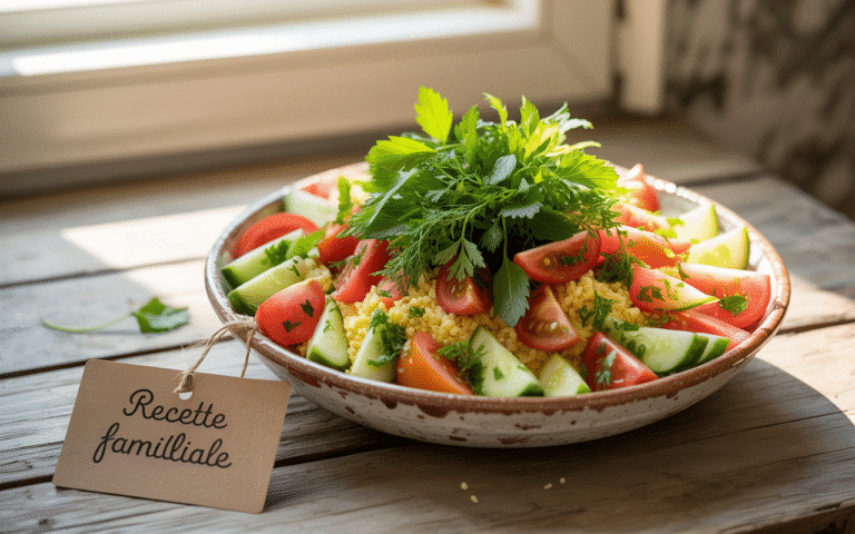 Salade fraîcheur avec tomates et concombres, recette familiale.