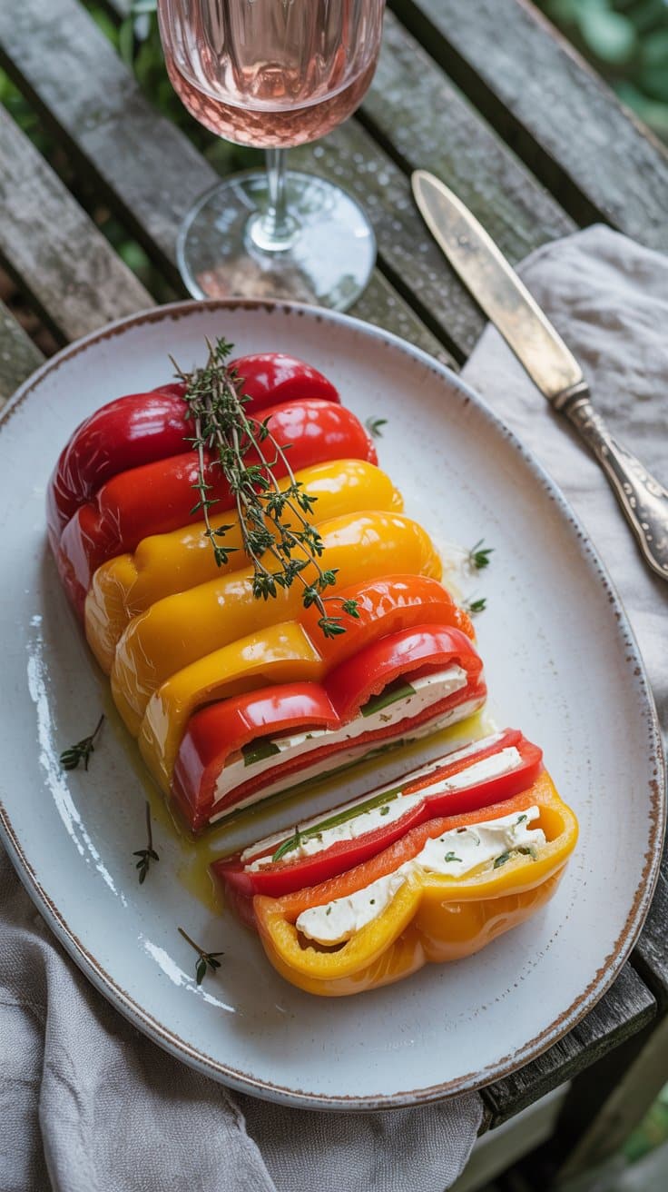Terrine de poivrons colorés et fromage frais.