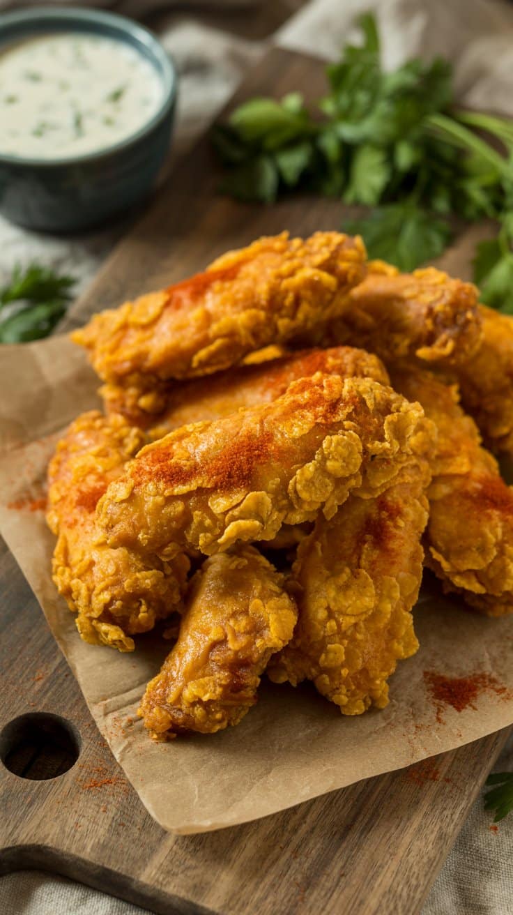 Ailes de poulet croustillantes avec sauce.