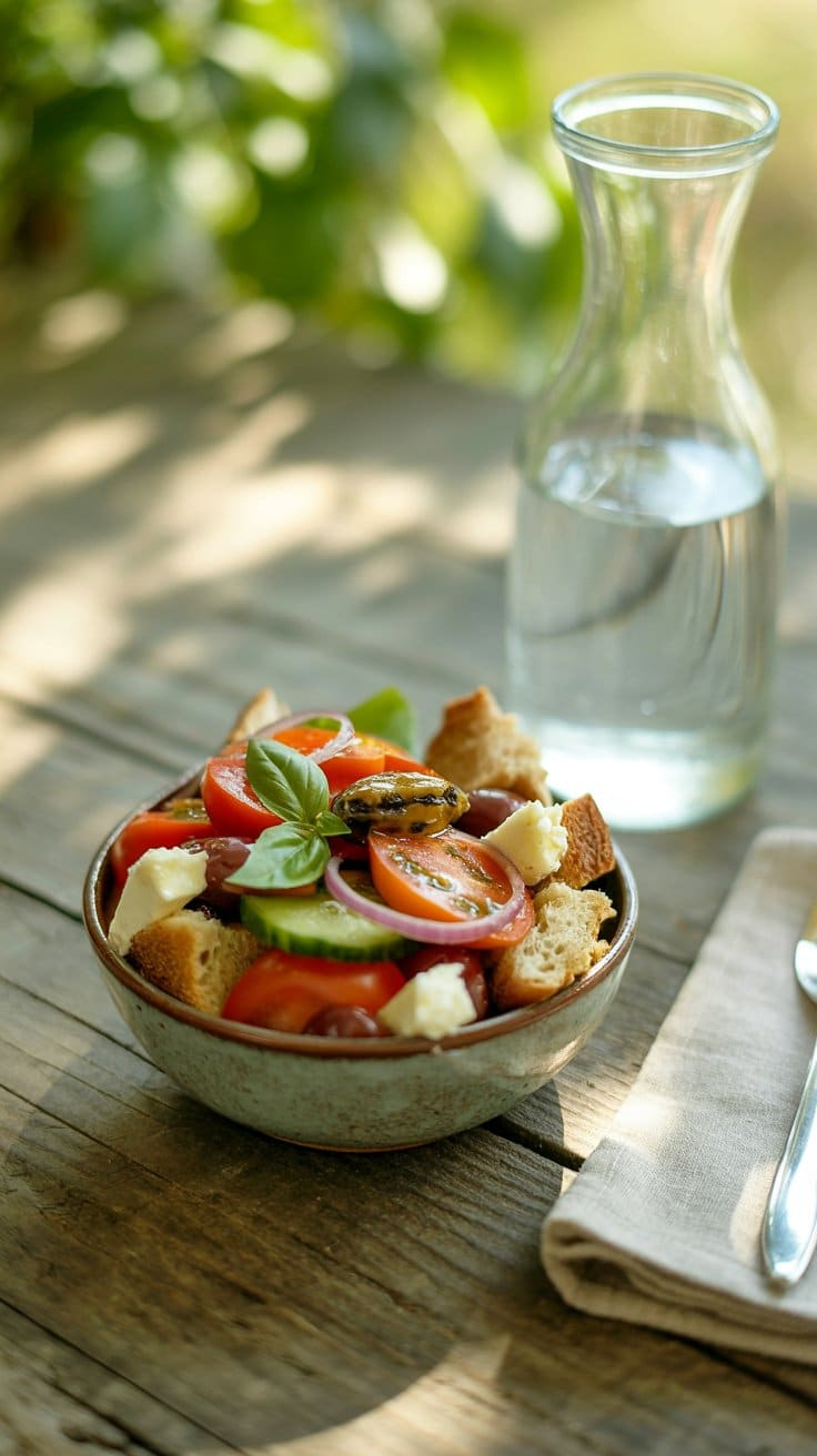 Salade fraîche avec tomates, concombre et feta.