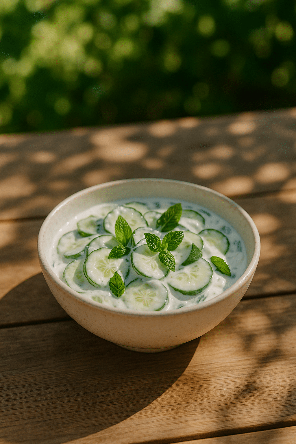 Salade de concombre avec yaourt et menthe.