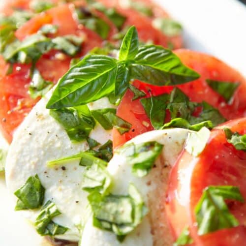 Salade caprese italienne avec mozzarella et tomates.