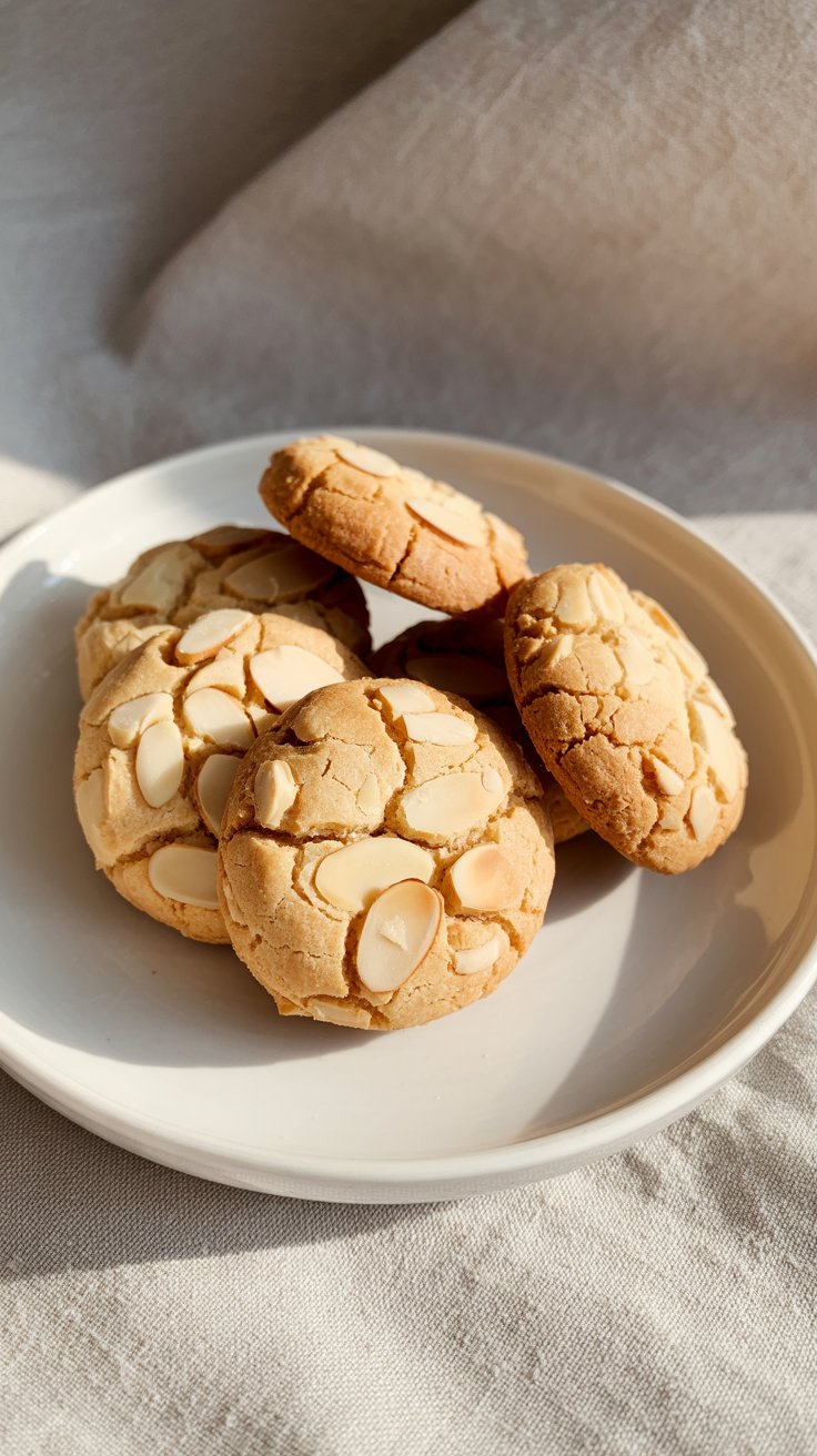 Assortiment de biscuits aux amandes dans une assiette.