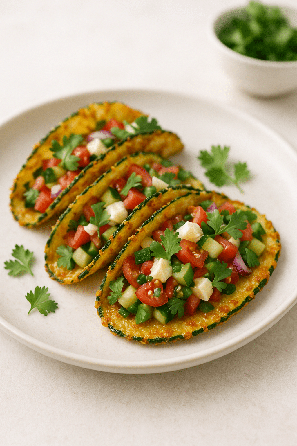 Tacos végétariens colorés avec légumes frais.