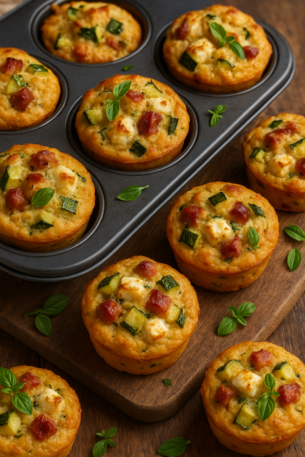 Muffins salés aux courgettes et fromage.