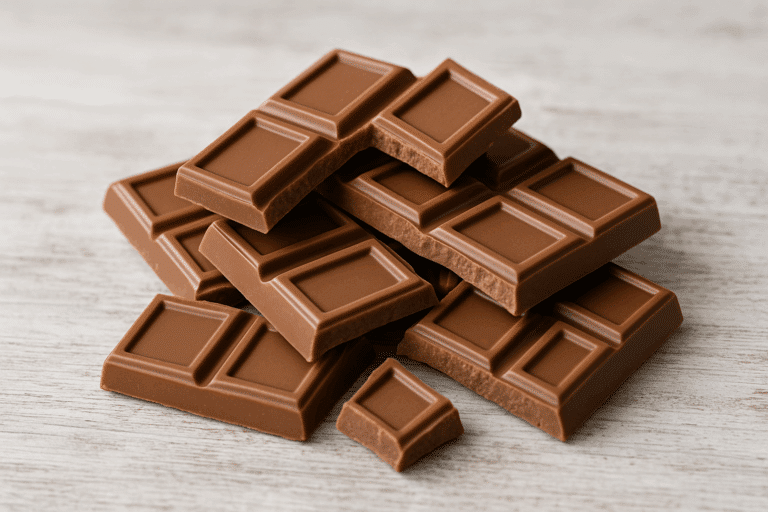 Tablette de chocolat marron empilée