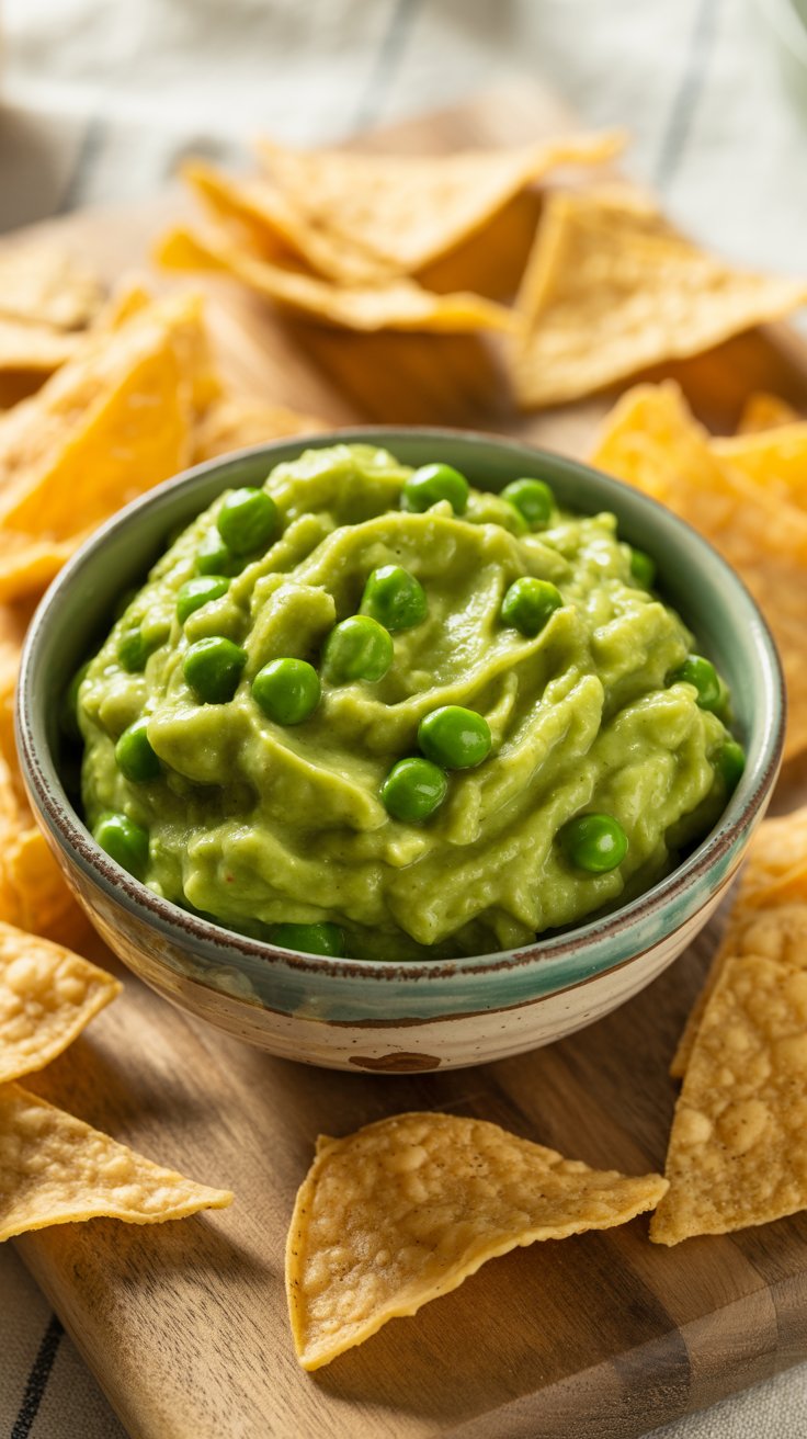 Bol de guacamole avec chips de maïs