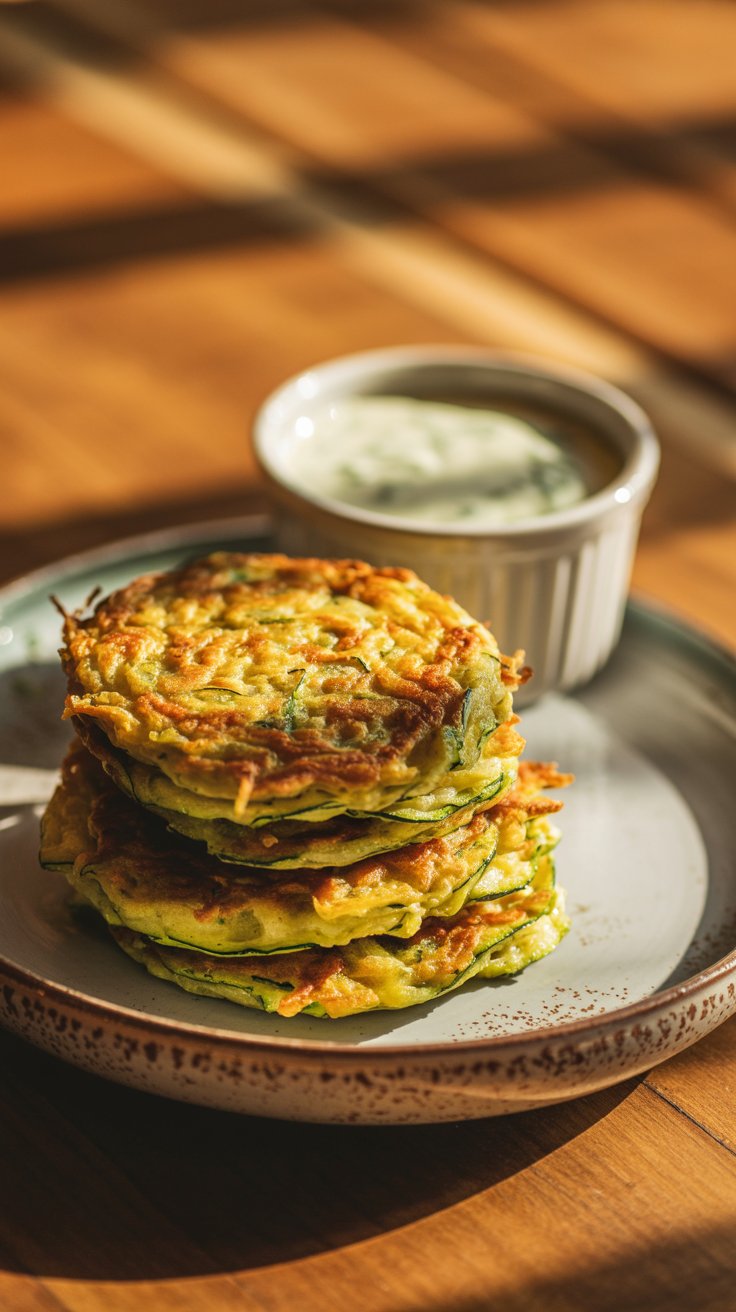Galettes de courgette avec sauce au yaourt.