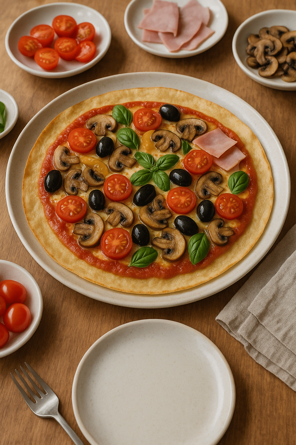 Pizza garnie de légumes frais