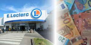 Magasin E.Leclerc avec billets en euros