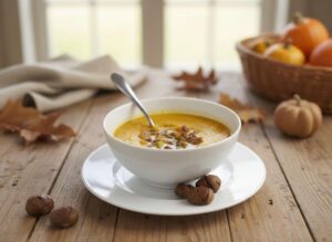 Voici le secret de mon velouté de potiron aux châtaignes : Un délice…