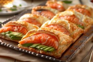 Recette de Feuilletés au Saumon et Avocat pour un Apéritif de Noël Élégant et
Facile