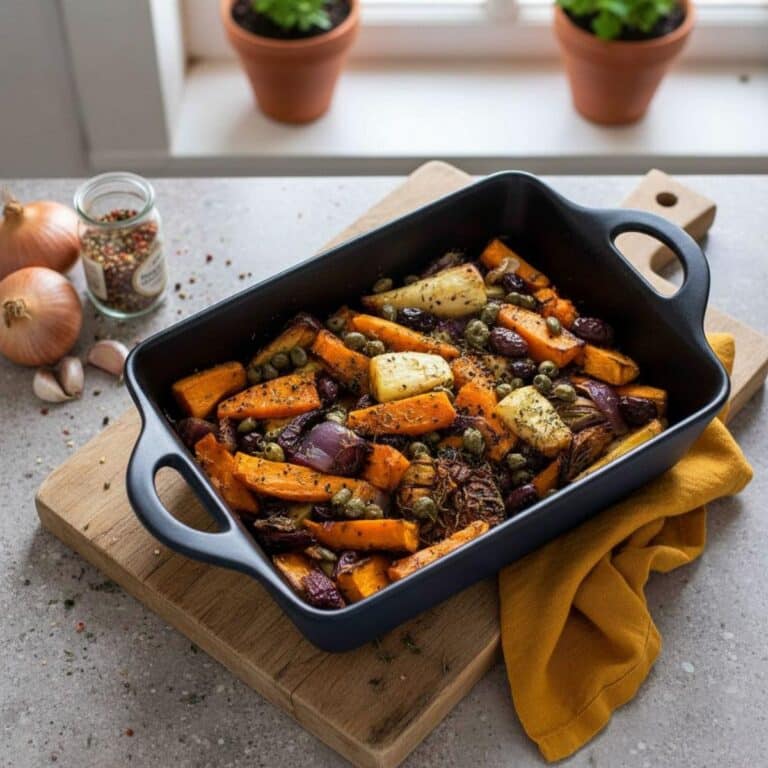 Recette panais et patate douce au four : le guide gourmand pour des légumes rôtis à la vinaigrette de câpres