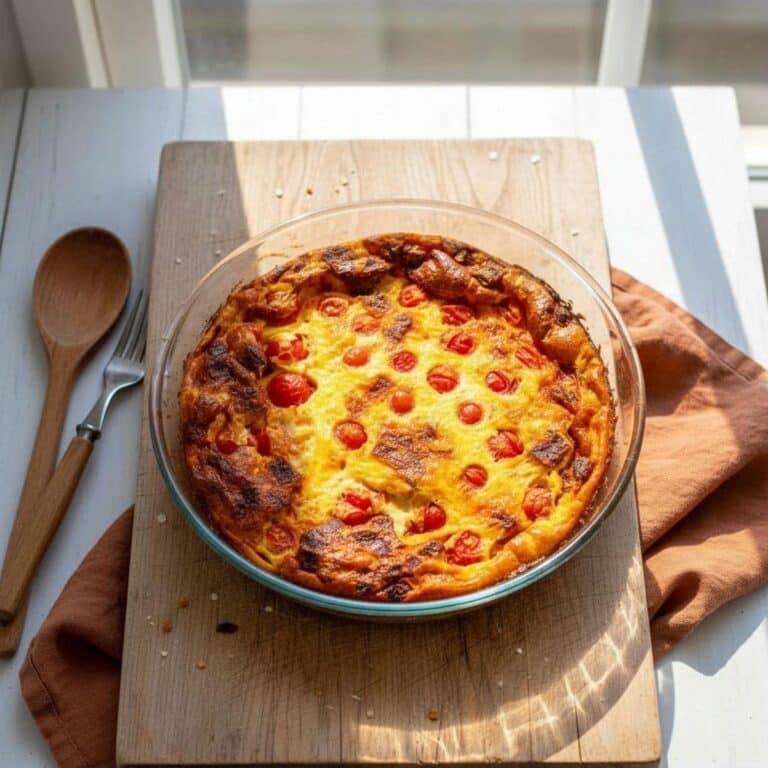 Clafoutis au chorizo : recette facile aux tomates cerises