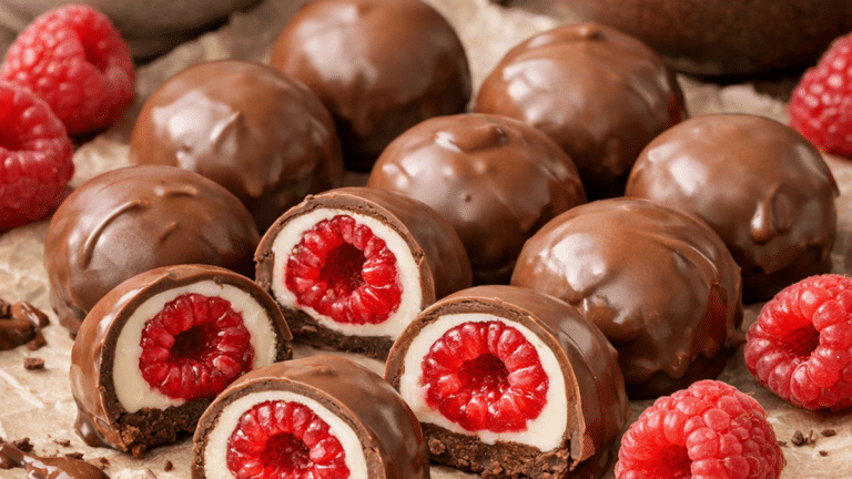 Framboises façon Franui enrobées de chocolat blanc et chocolat au lait sur une feuille de papier sulfurisé