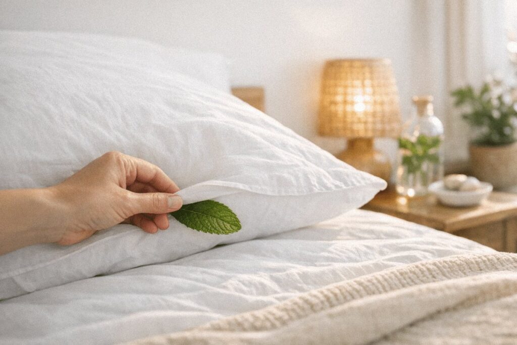 Glissez juste 1 feuille sous l’oreiller : l’astuce à la menthe qui change vos nuits